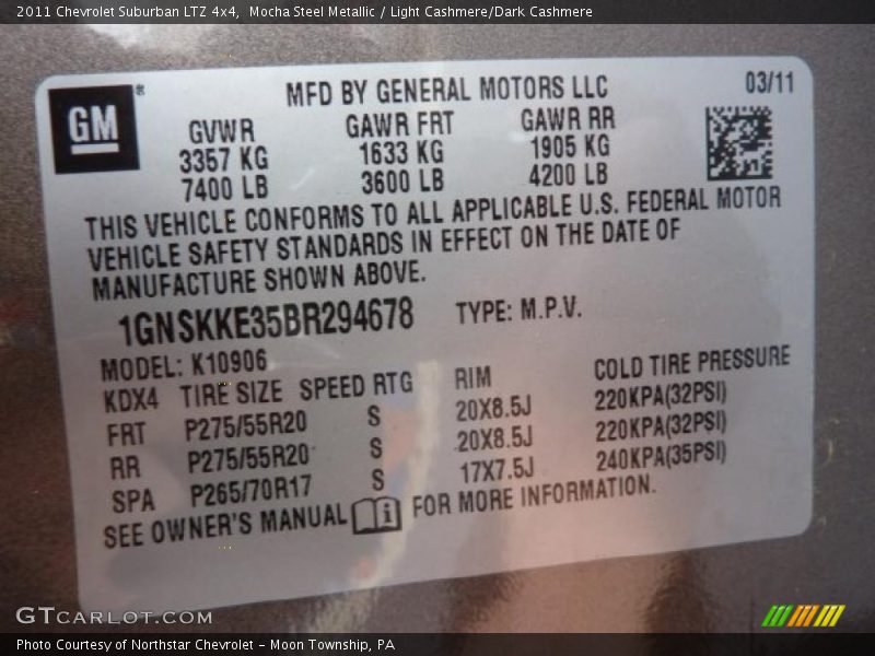 Mocha Steel Metallic / Light Cashmere/Dark Cashmere 2011 Chevrolet Suburban LTZ 4x4