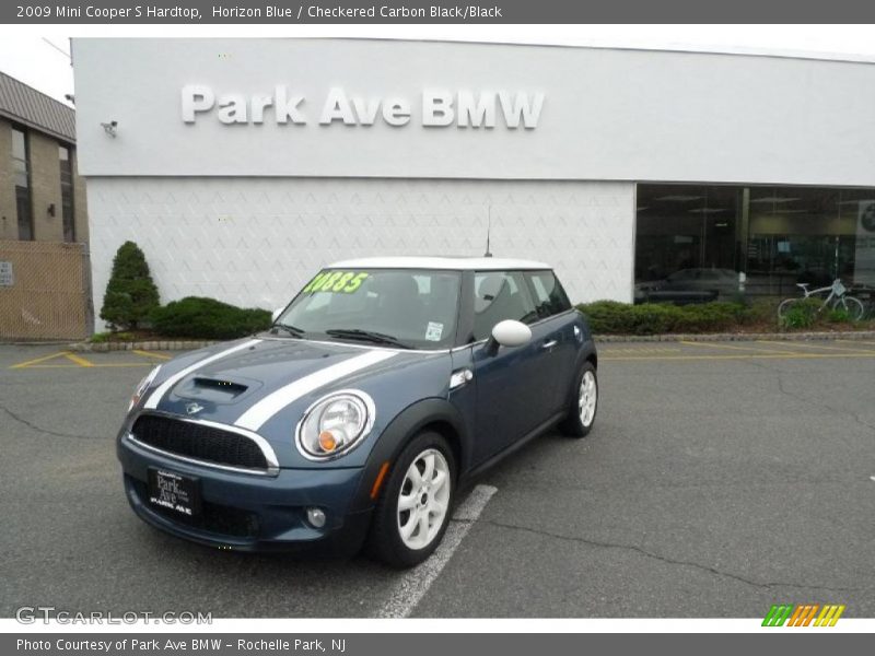 Horizon Blue / Checkered Carbon Black/Black 2009 Mini Cooper S Hardtop