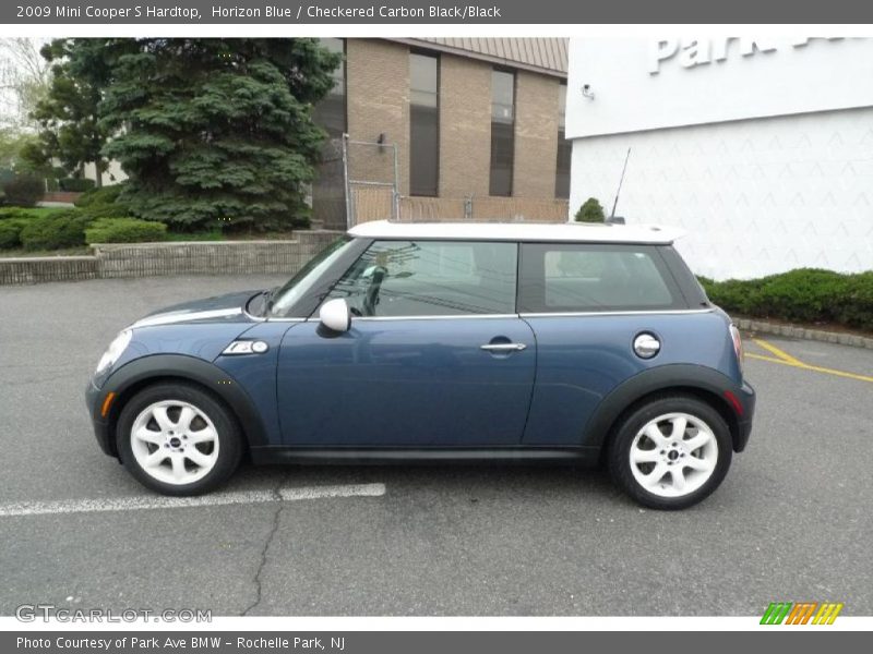 Horizon Blue / Checkered Carbon Black/Black 2009 Mini Cooper S Hardtop