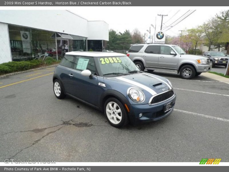 Horizon Blue / Checkered Carbon Black/Black 2009 Mini Cooper S Hardtop
