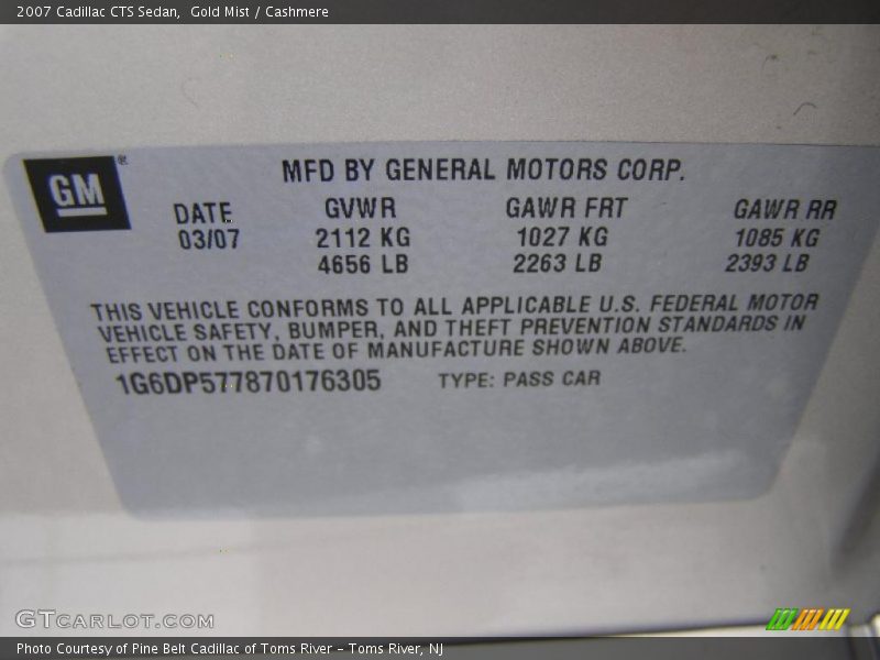 Gold Mist / Cashmere 2007 Cadillac CTS Sedan