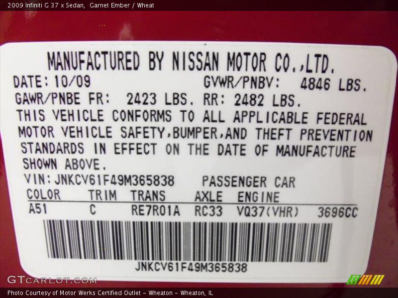 Garnet Ember / Wheat 2009 Infiniti G 37 x Sedan