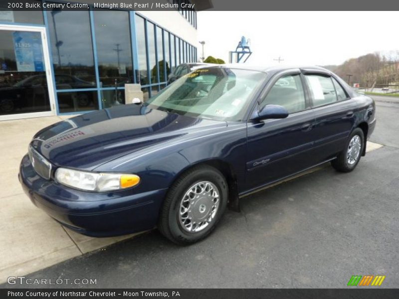 Midnight Blue Pearl / Medium Gray 2002 Buick Century Custom