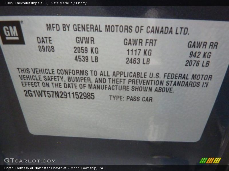 Slate Metallic / Ebony 2009 Chevrolet Impala LT