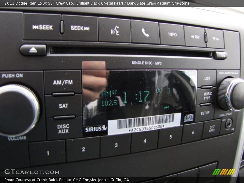 Brilliant Black Crystal Pearl / Dark Slate Gray/Medium Graystone 2011 Dodge Ram 1500 SLT Crew Cab