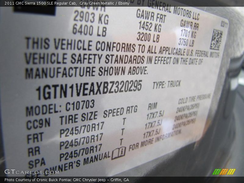 Gray Green Metallic / Ebony 2011 GMC Sierra 1500 SLE Regular Cab