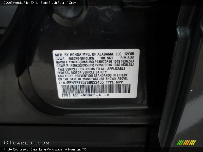 Sage Brush Pearl / Gray 2006 Honda Pilot EX-L