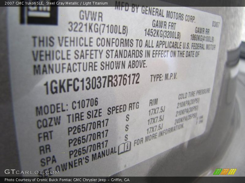 Steel Gray Metallic / Light Titanium 2007 GMC Yukon SLE