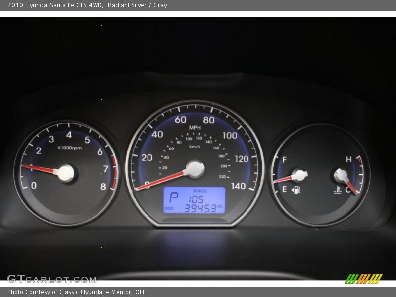 Radiant Silver / Gray 2010 Hyundai Santa Fe GLS 4WD