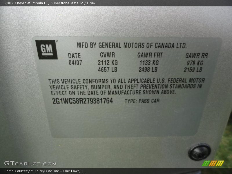 Silverstone Metallic / Gray 2007 Chevrolet Impala LT