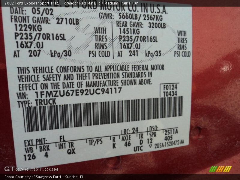 Toreador Red Metallic / Medium Prairie Tan 2002 Ford Explorer Sport Trac