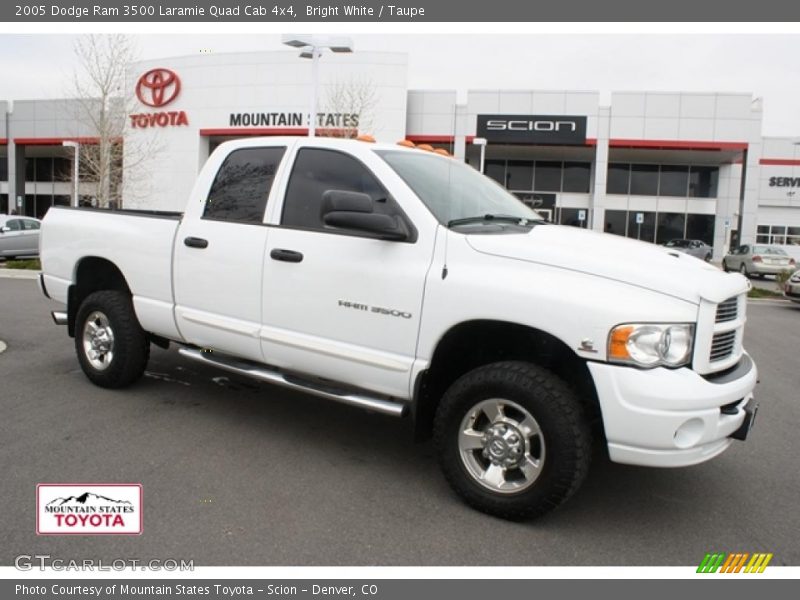 Bright White / Taupe 2005 Dodge Ram 3500 Laramie Quad Cab 4x4