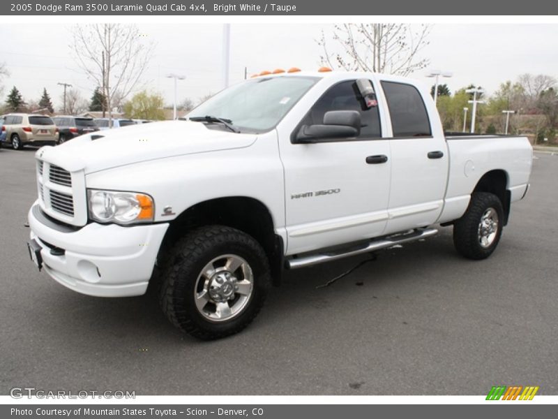 Bright White / Taupe 2005 Dodge Ram 3500 Laramie Quad Cab 4x4