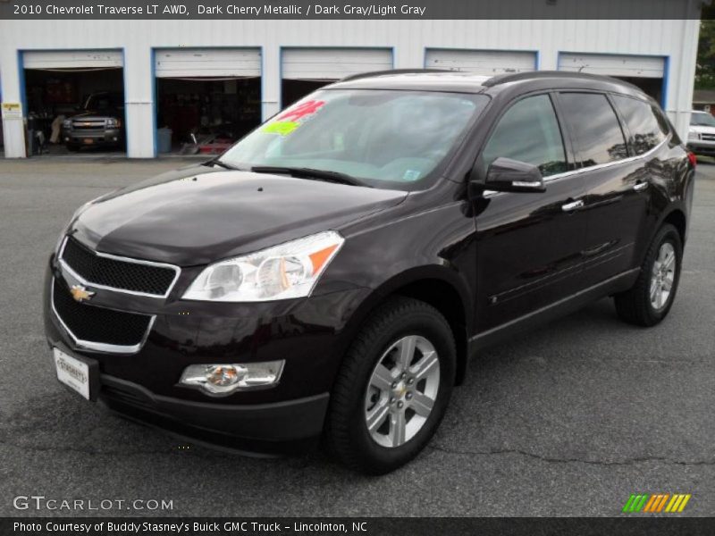 Dark Cherry Metallic / Dark Gray/Light Gray 2010 Chevrolet Traverse LT AWD