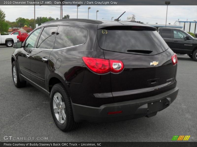Dark Cherry Metallic / Dark Gray/Light Gray 2010 Chevrolet Traverse LT AWD