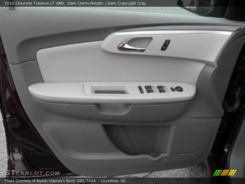Dark Cherry Metallic / Dark Gray/Light Gray 2010 Chevrolet Traverse LT AWD