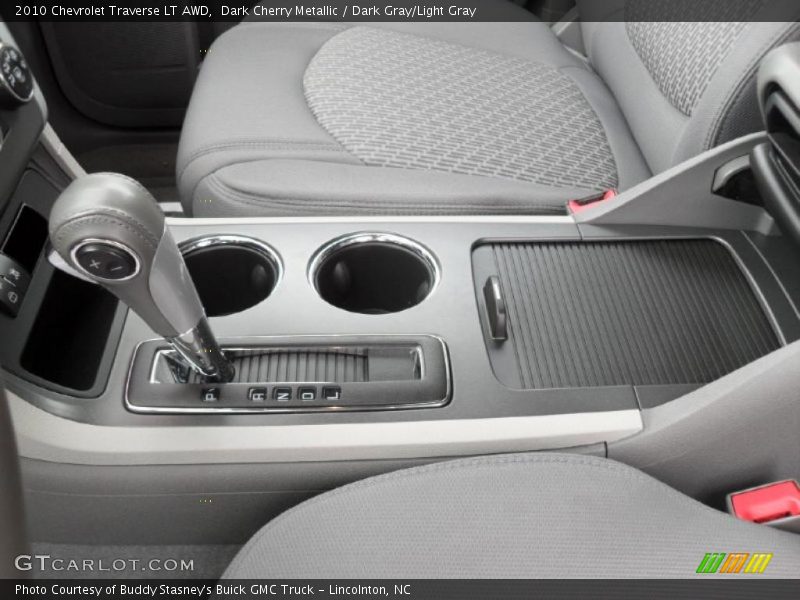 Dark Cherry Metallic / Dark Gray/Light Gray 2010 Chevrolet Traverse LT AWD