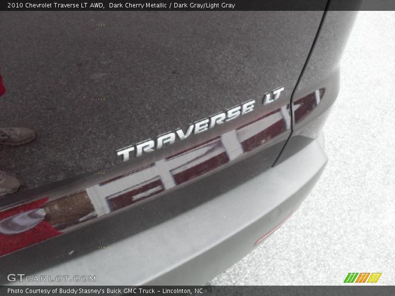 Dark Cherry Metallic / Dark Gray/Light Gray 2010 Chevrolet Traverse LT AWD