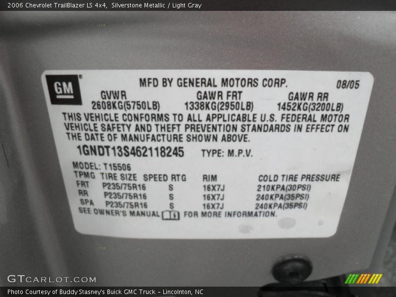 Silverstone Metallic / Light Gray 2006 Chevrolet TrailBlazer LS 4x4