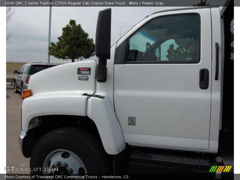 White / Pewter Gray 2006 GMC C Series TopKick C7500 Regular Cab Chassis Stake Truck