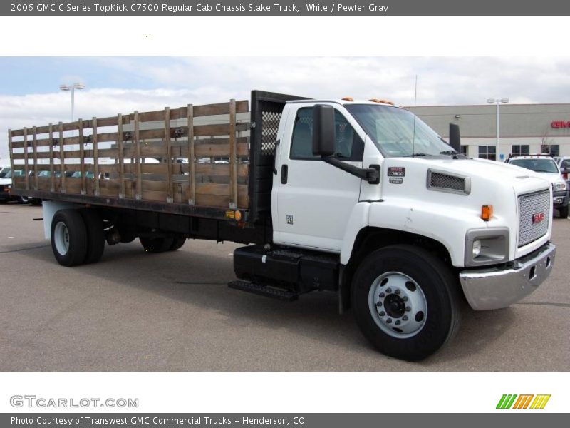 White / Pewter Gray 2006 GMC C Series TopKick C7500 Regular Cab Chassis Stake Truck
