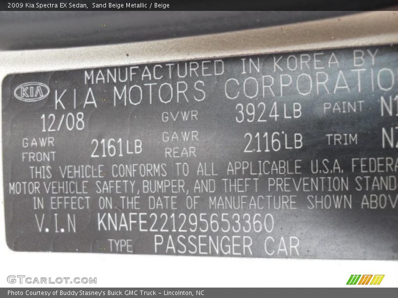 Sand Beige Metallic / Beige 2009 Kia Spectra EX Sedan