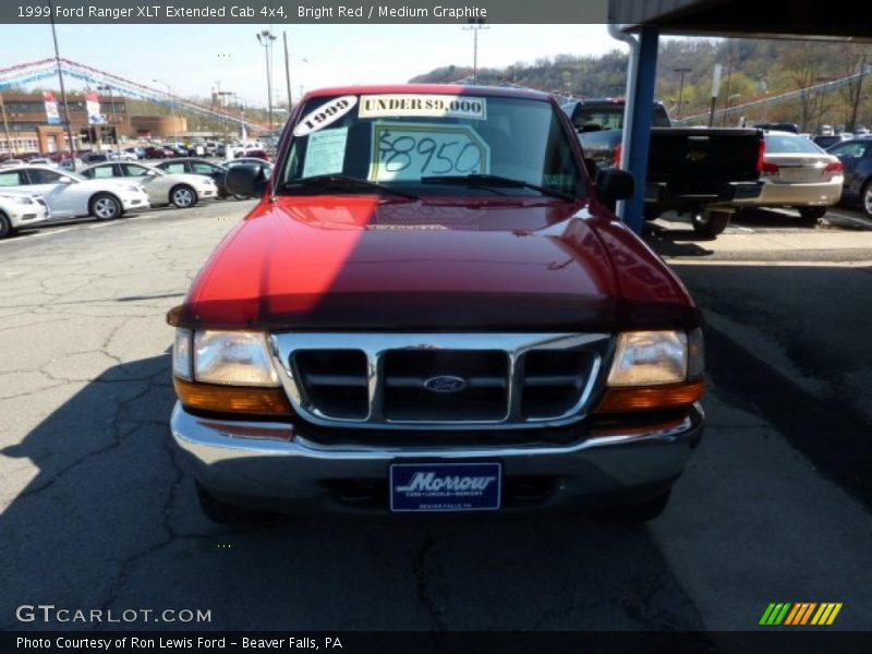 Bright Red / Medium Graphite 1999 Ford Ranger XLT Extended Cab 4x4