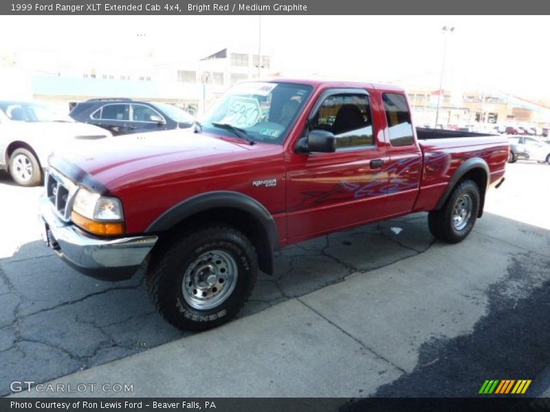 Bright Red / Medium Graphite 1999 Ford Ranger XLT Extended Cab 4x4