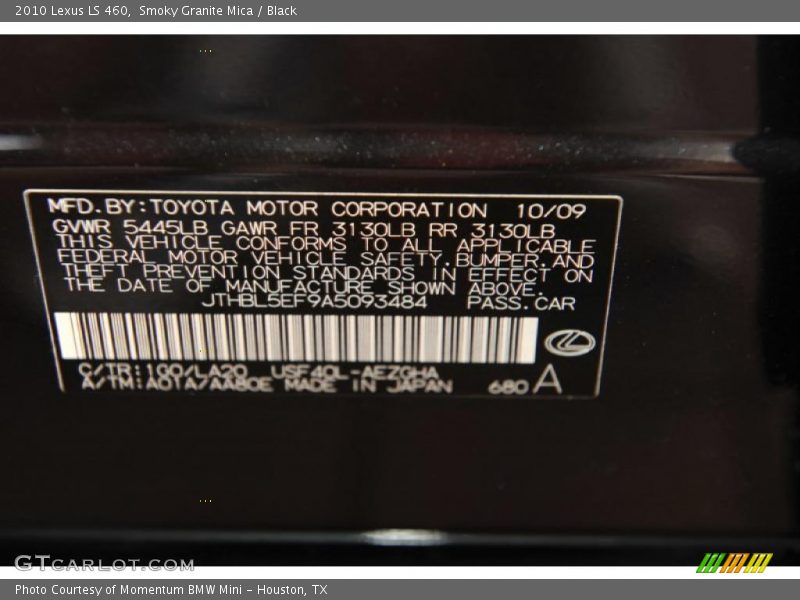 Smoky Granite Mica / Black 2010 Lexus LS 460