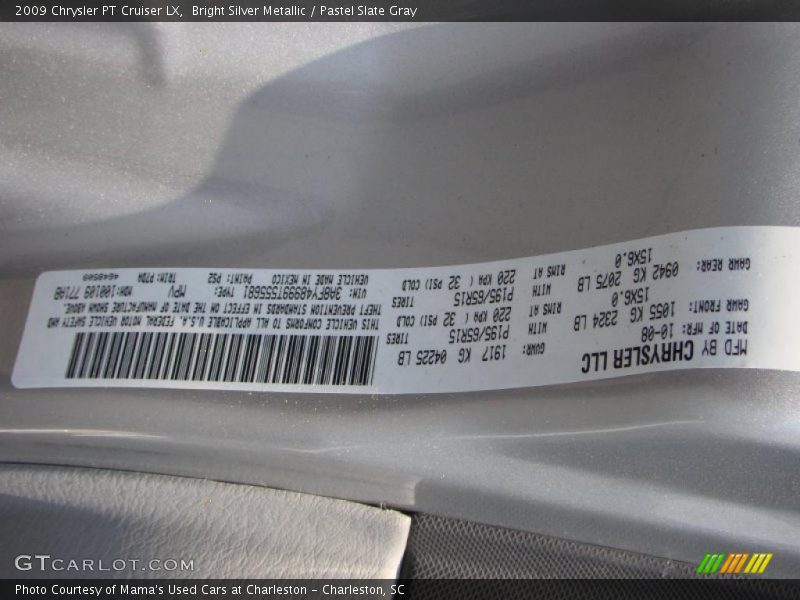 Bright Silver Metallic / Pastel Slate Gray 2009 Chrysler PT Cruiser LX