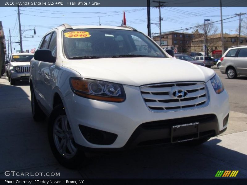 Pearl White / Gray 2010 Hyundai Santa Fe GLS 4WD