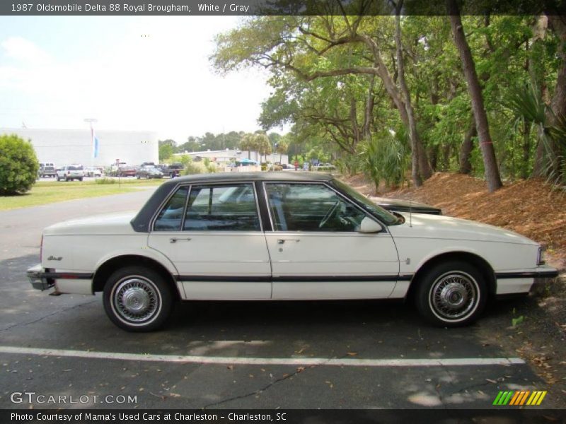 White / Gray 1987 Oldsmobile Delta 88 Royal Brougham