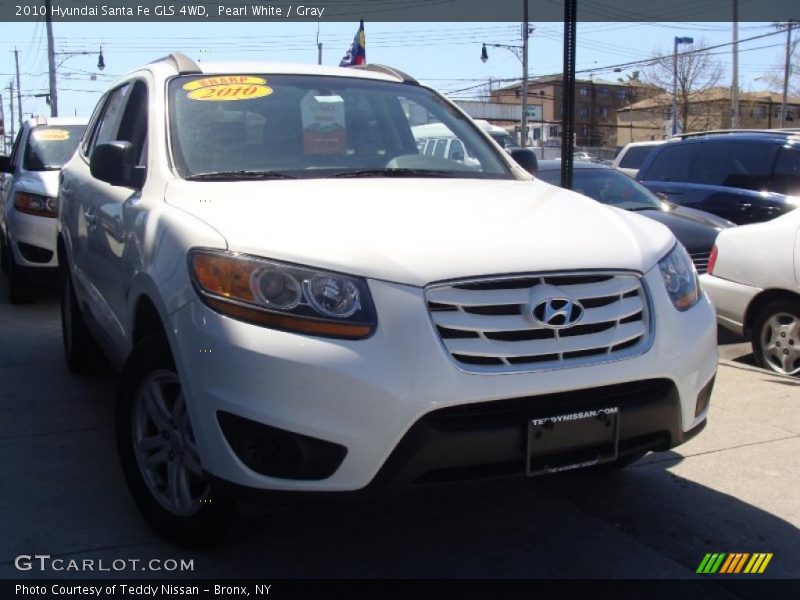 Pearl White / Gray 2010 Hyundai Santa Fe GLS 4WD