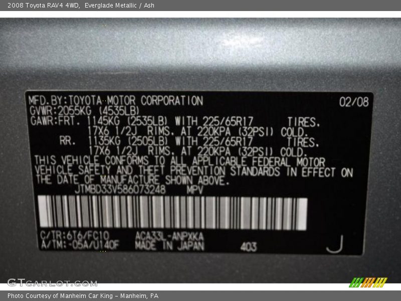 Everglade Metallic / Ash 2008 Toyota RAV4 4WD