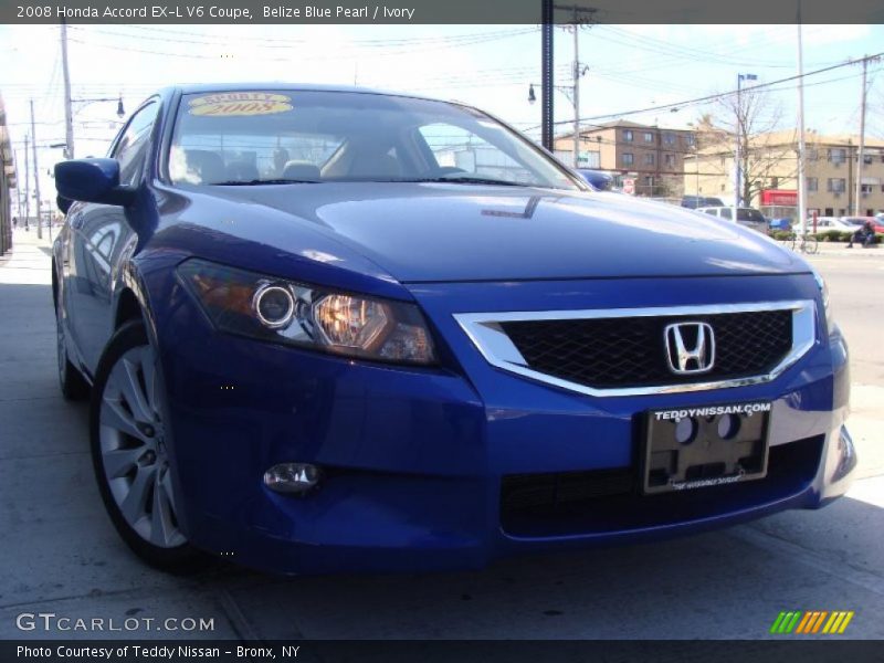 Belize Blue Pearl / Ivory 2008 Honda Accord EX-L V6 Coupe