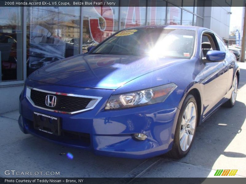 Belize Blue Pearl / Ivory 2008 Honda Accord EX-L V6 Coupe