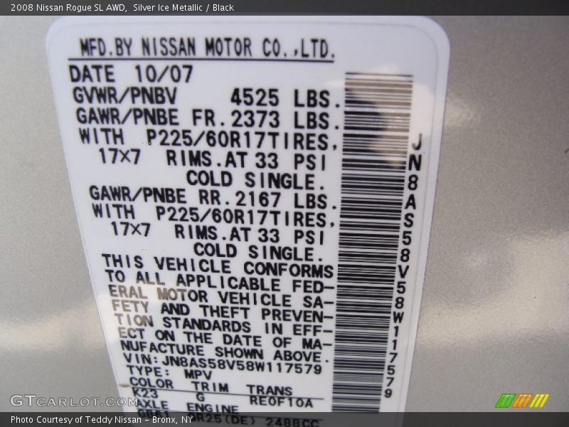 Silver Ice Metallic / Black 2008 Nissan Rogue SL AWD