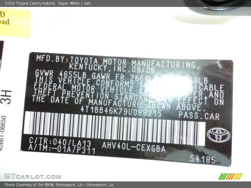 Super White / Ash 2009 Toyota Camry Hybrid