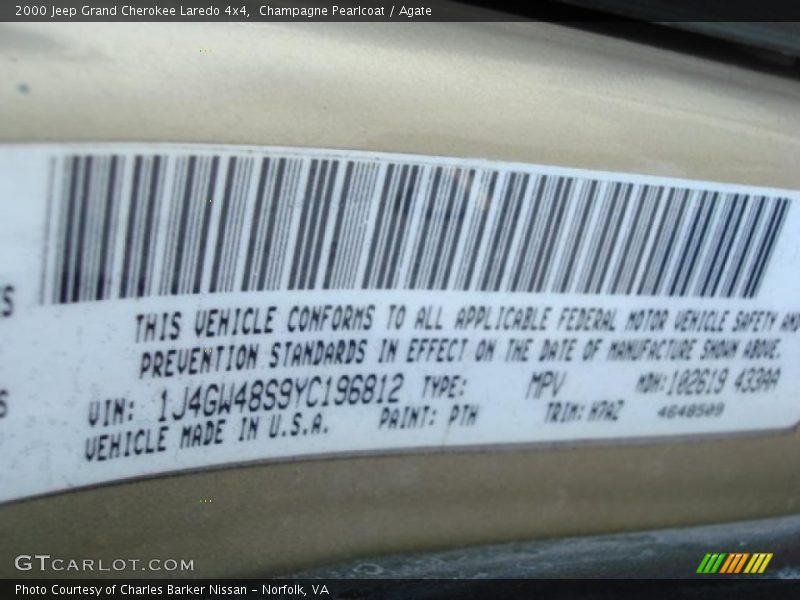 Champagne Pearlcoat / Agate 2000 Jeep Grand Cherokee Laredo 4x4