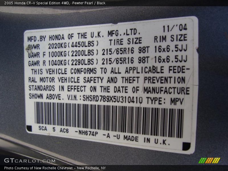Pewter Pearl / Black 2005 Honda CR-V Special Edition 4WD