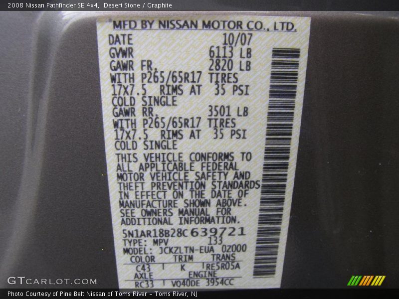 Desert Stone / Graphite 2008 Nissan Pathfinder SE 4x4