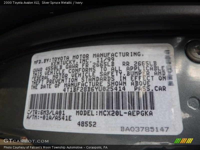 Silver Spruce Metallic / Ivory 2000 Toyota Avalon XLS