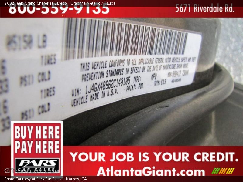 Graphite Metallic / Taupe 2002 Jeep Grand Cherokee Laredo