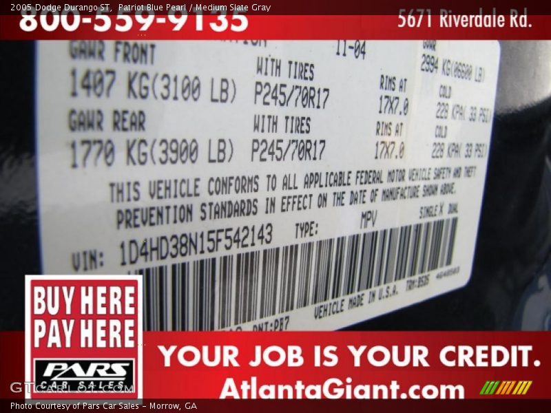 Patriot Blue Pearl / Medium Slate Gray 2005 Dodge Durango ST