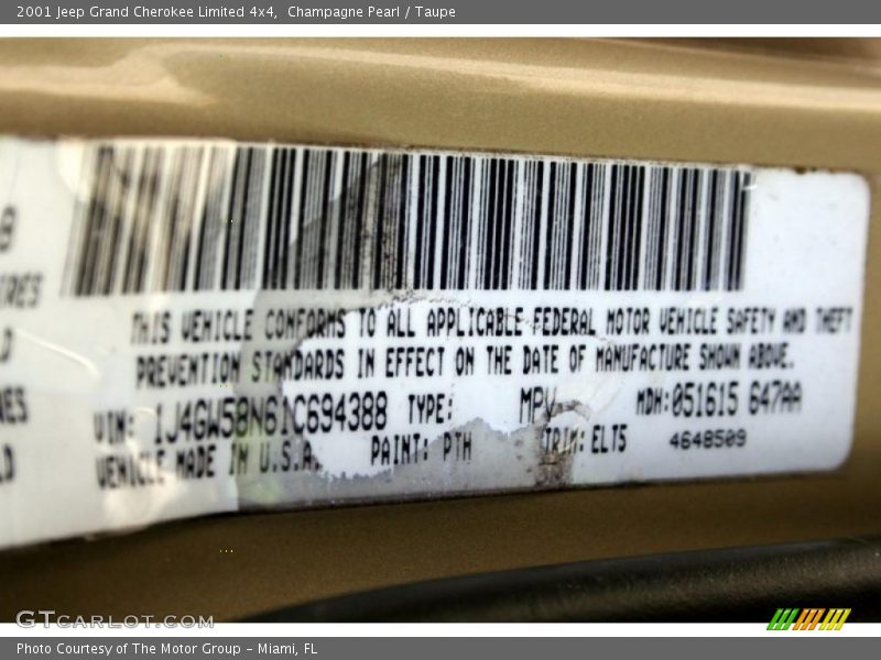Champagne Pearl / Taupe 2001 Jeep Grand Cherokee Limited 4x4