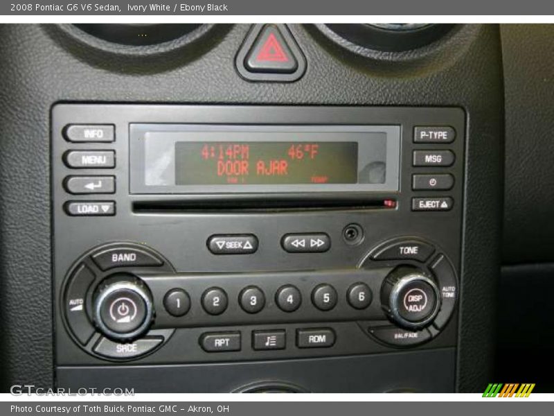 Ivory White / Ebony Black 2008 Pontiac G6 V6 Sedan