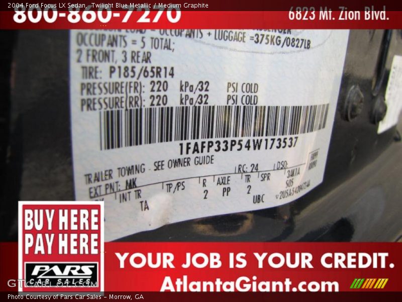 Twilight Blue Metallic / Medium Graphite 2004 Ford Focus LX Sedan