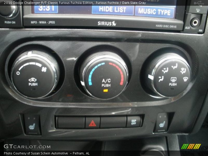 Controls of 2010 Challenger R/T Classic Furious Fuchsia Edition