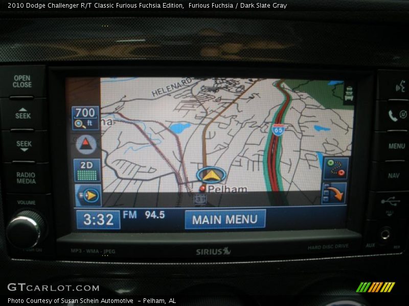 Navigation of 2010 Challenger R/T Classic Furious Fuchsia Edition