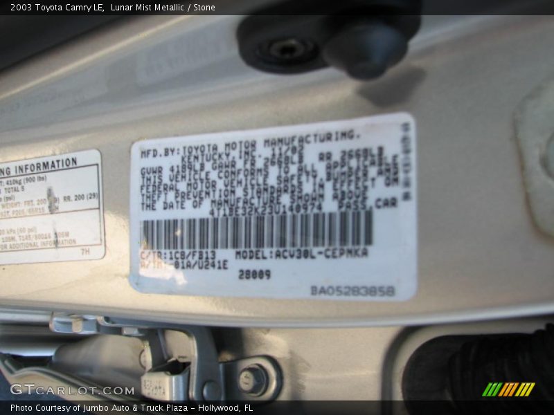 Lunar Mist Metallic / Stone 2003 Toyota Camry LE